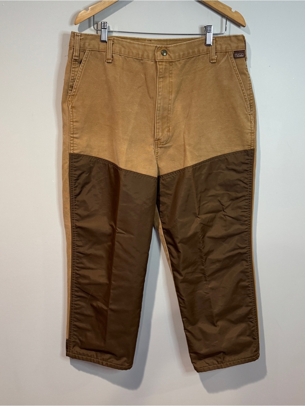 Walls Men’s Two Tone Tan Duck Canvas Reinforced Work Hunting Pants Size 40 Short